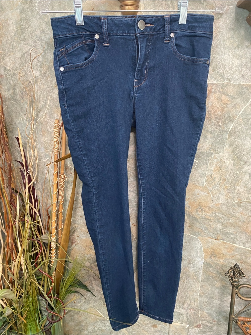 1822 blue jean denim pants 5 pockets stretch leggings  jeggings